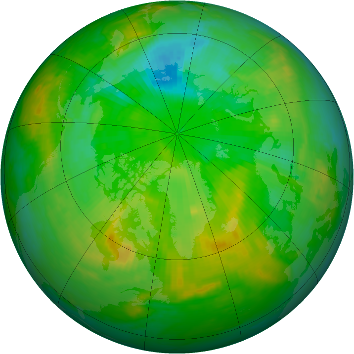 Arctic ozone map for 25 July 1980